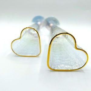 Set of 2! Heart shaped iridescent champagne flutes